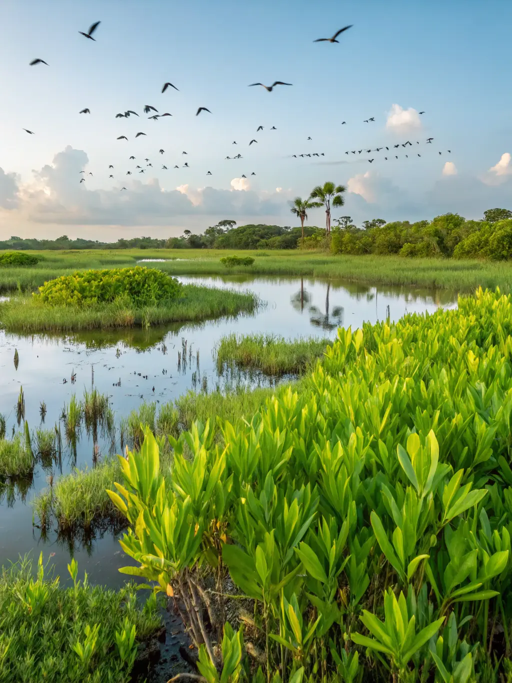 A scenic view of the Everglades National Park, Florida, showcasing its unique ecosystem, diverse wildlife, and lush greenery, emphasizing its natural beauty.